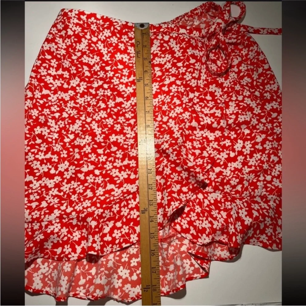 J.Crew Mercantile Floral Ruffle Tie‎ Waist Faux Wrap Mini Skirt Orange Women’s S